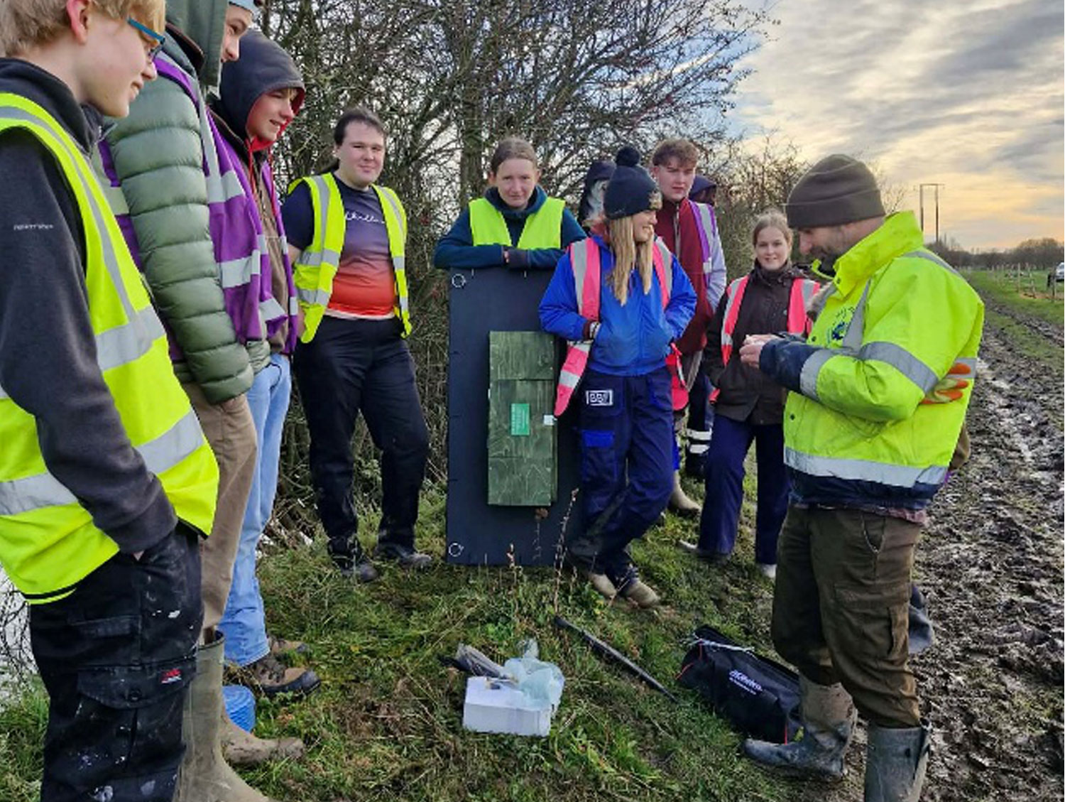 Bishop Burton College Students Learning How to Set the Traps in the Field